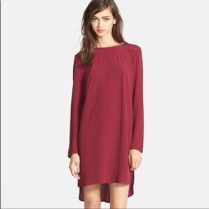 Wayf Burgundy Long Sleeve Shift Dress